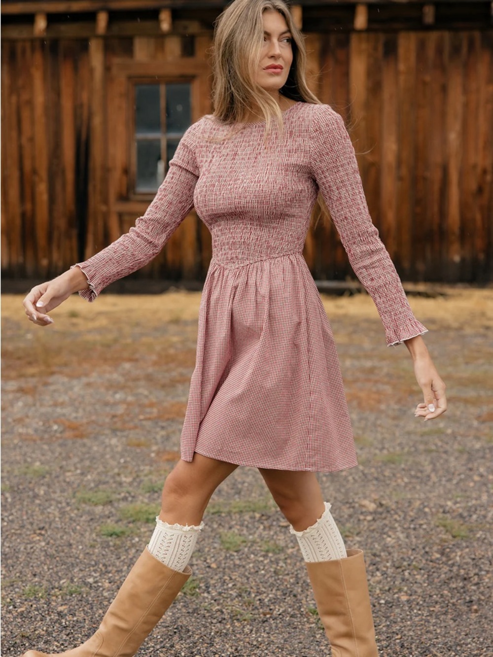 ROOLEE Dustland Dreams Red Smocked Gingham Dress